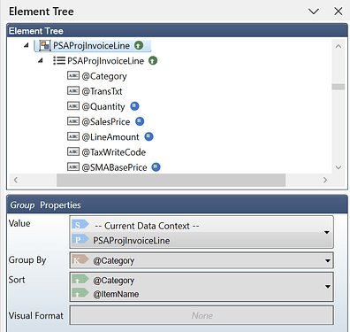 Improved Group tagging element with sorting added