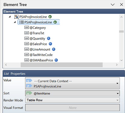 Original List tagging element