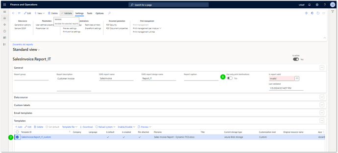 10 upload of the localized custom template