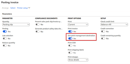 Use print management flag