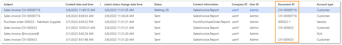 Additional information in the Batch email sending status table