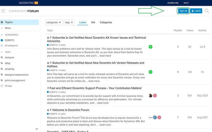 Sign up to the Docentric forum