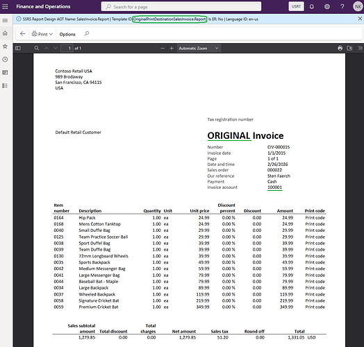Original report printout