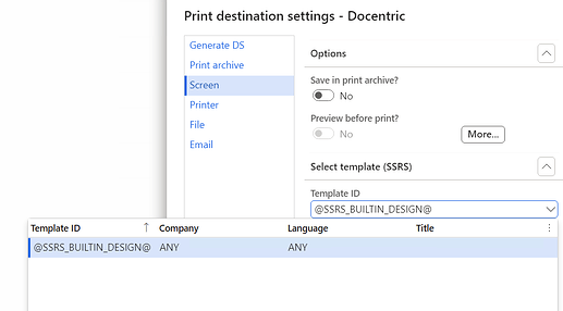 Print destination settings