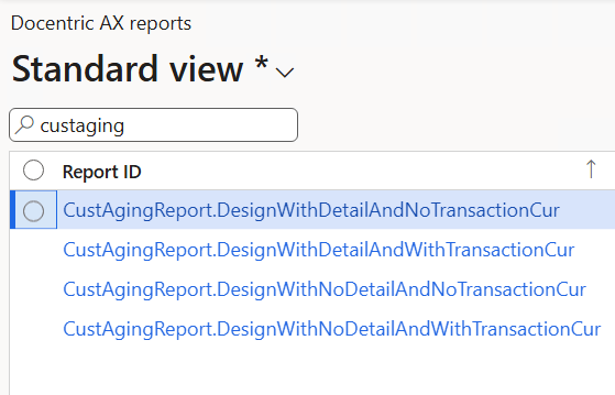 Reports registered to Docentric