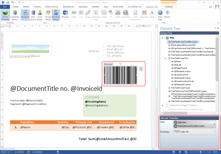 Barcodes in Microsoft Dynamics AX