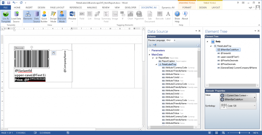 Product Labels in Microsoft Dynamics AX
