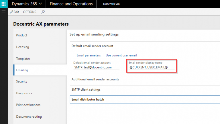 Report Email Sending Settings - Docentric AX