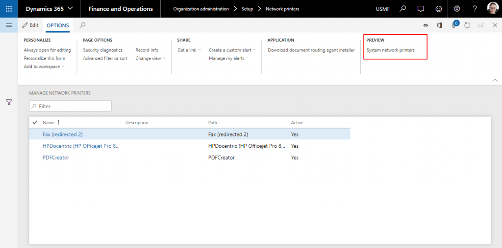 Turn on new features such as System network printers via Flighting in ...