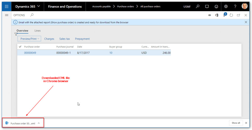 Email Purchase Order with Terms and Conditions in D365FO