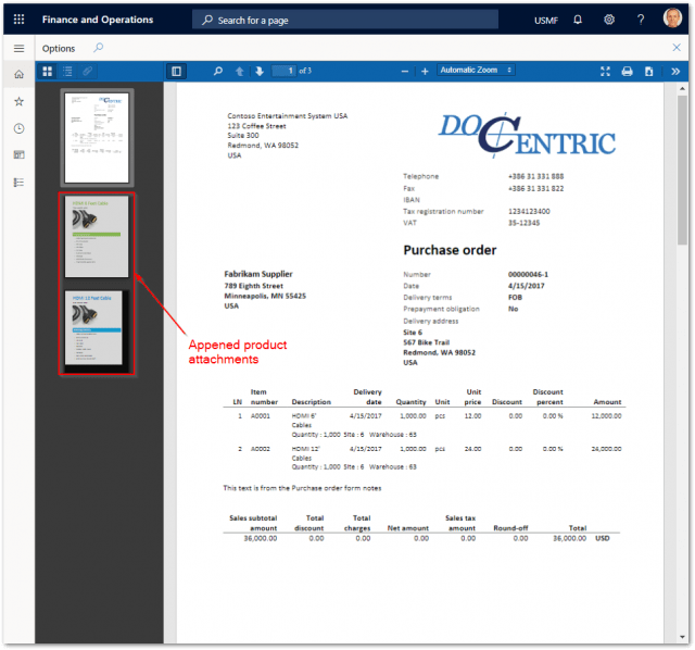 Append PDF Product Specifications to Printed Purchase Orders in D365FO