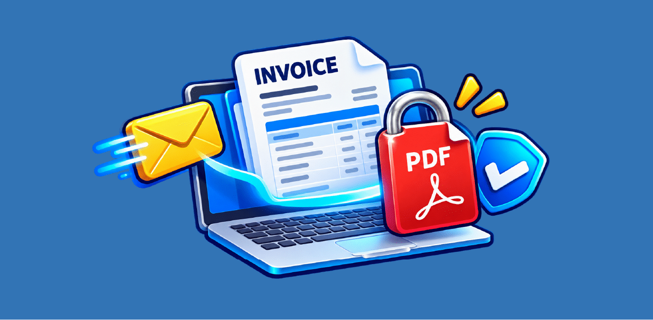 Email invoices secured with passwords