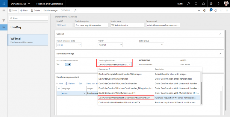 Send Workflow Email Notifications with Attachments in D365FO - Docentric AX