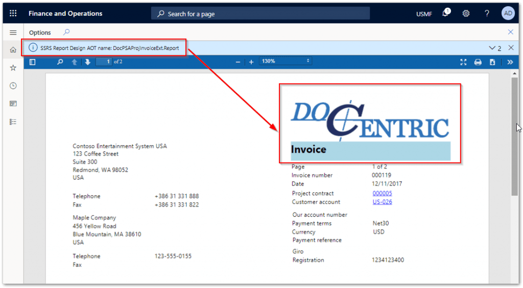 Preview Project Invoices Using Print Management in D365FO