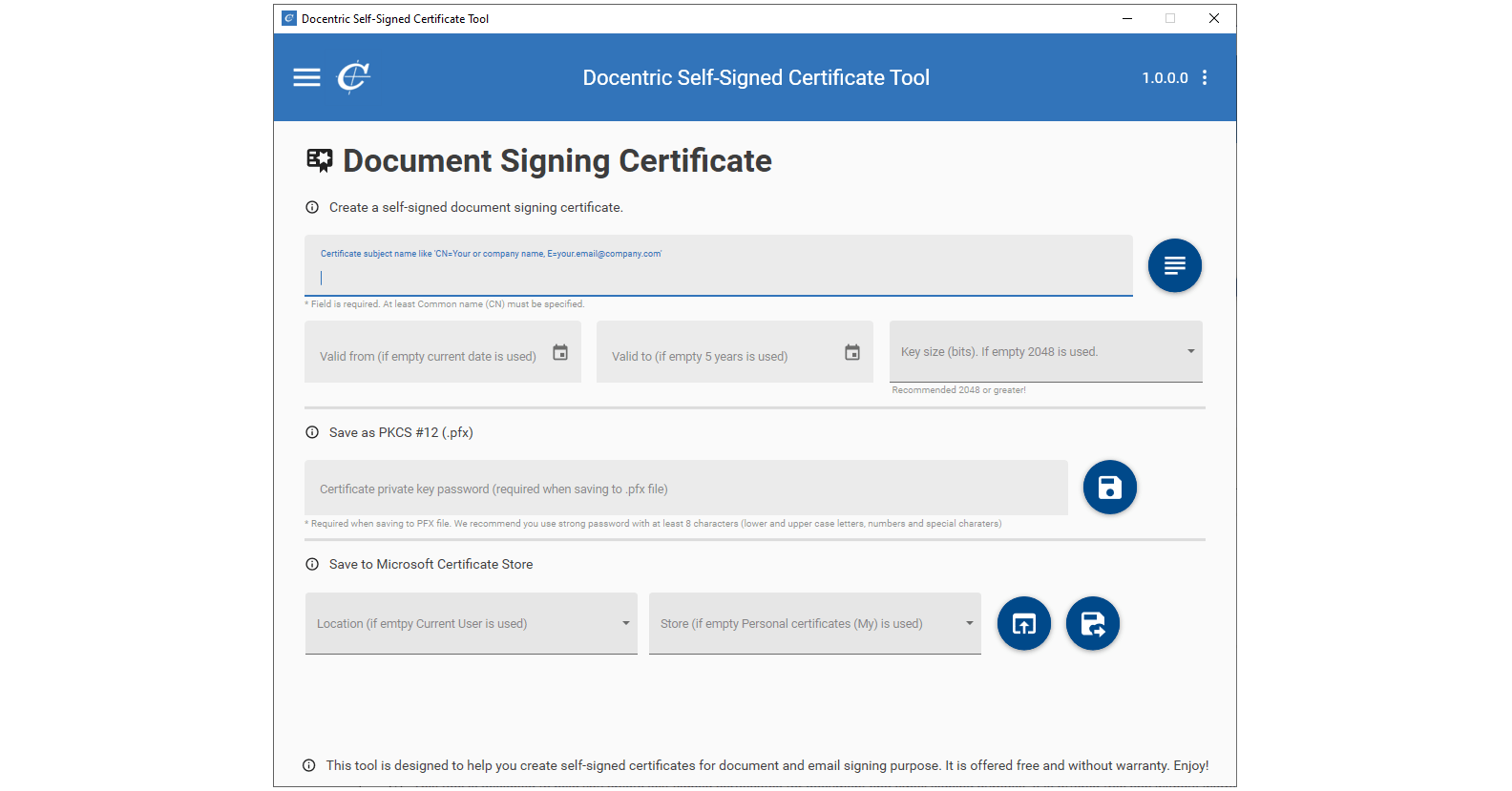 How do I create a free self-signed certificate?