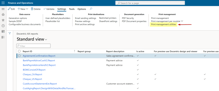 Print Management Utilities - Docentric AX