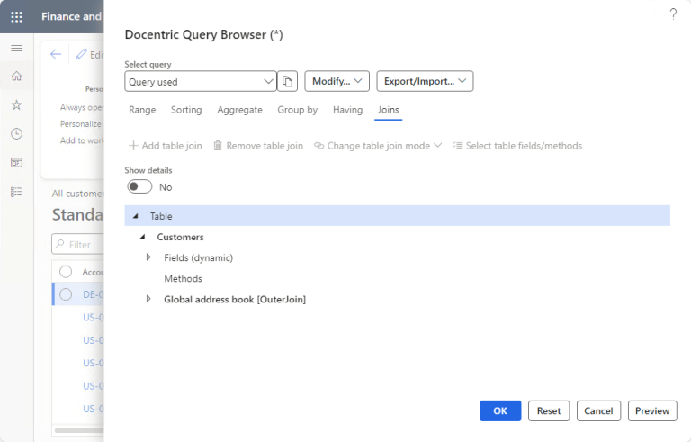 Docentric Query Browser for D365FO