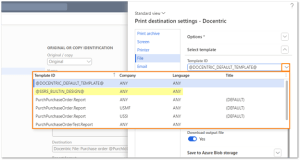 Docentric AX template selection