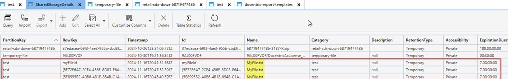 ShareStorageDetails table