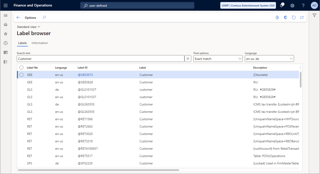 User-Defined Labels - Docentric AX